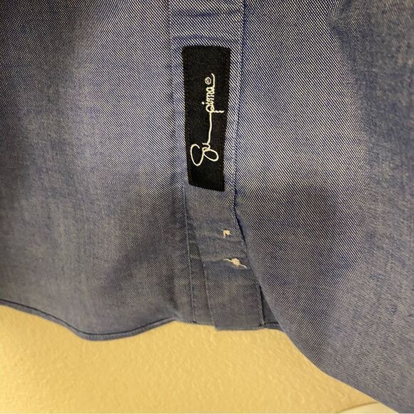 Lands End No Iron Pinpoint Oxford chambray style blue Shirt 16-16.5 mens Large - Picture 9 of 12